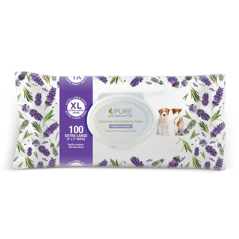 Toallitas de Limpieza y Aseo con Lavanda y Romero para Perros y Gatos - 100 Unidades | Pure and Natural Pet