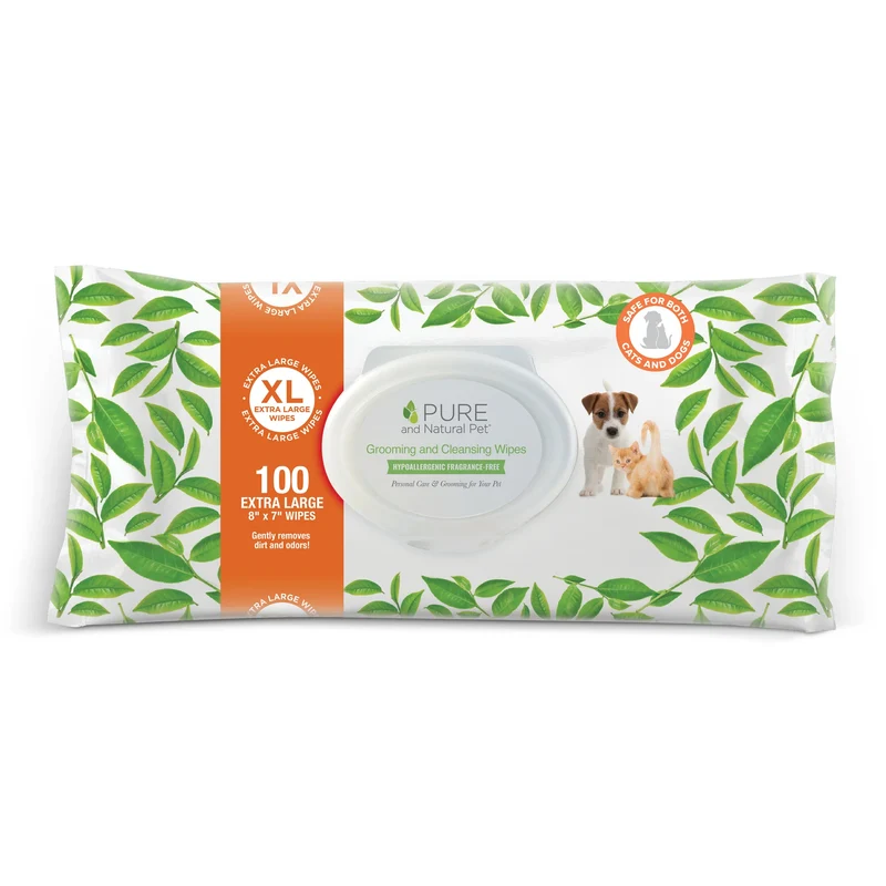 Toallitas de Limpieza y Aseo Sin Aroma para Perros y Gatos - 100 Unidades | Pure and Natural Pet