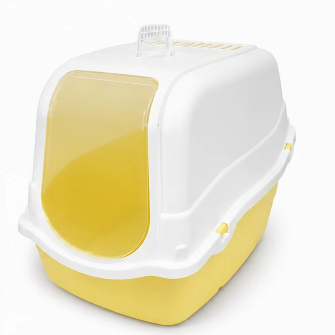 Arenero Cerrado para Gatos con Puerta – 57 x 39 x 41 cm. Amarillo