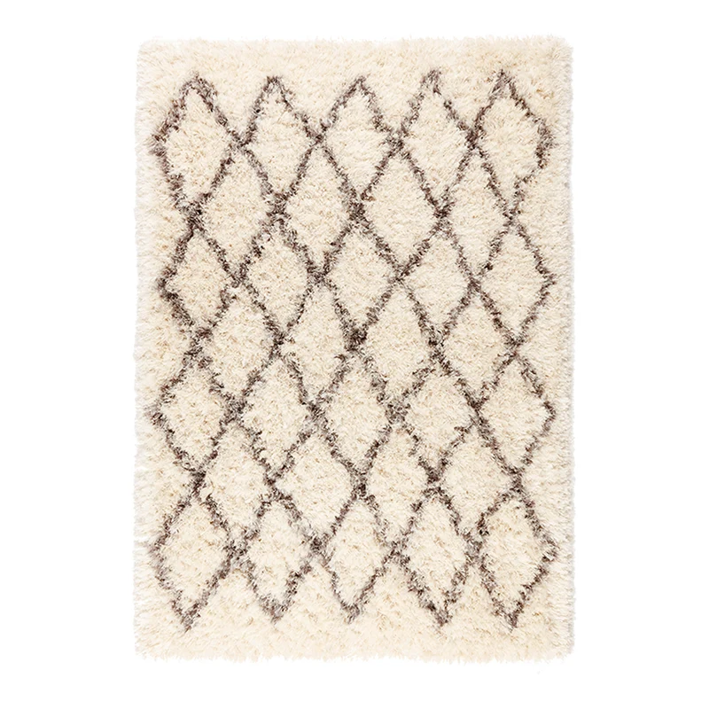 Tapete beige con diseño geométrico peludo moderno (Rhapsody 2513-104)