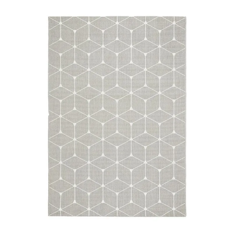 Tapete gris con diseño geométrico de estilo artesanal (Essenza 48721-637)