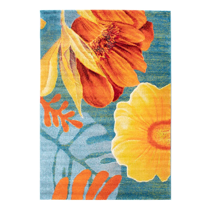 Tapete multicolor con diseño floral amarillo y naranja de estilo moderno (Las Chicas Que Pintan 39382-115)