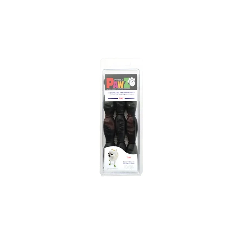 PAWZ Botas de goma para perros - Negro - Paquete 12 botas