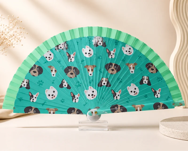 Abanico Huellitas y Caritas de Perro Verde Agua