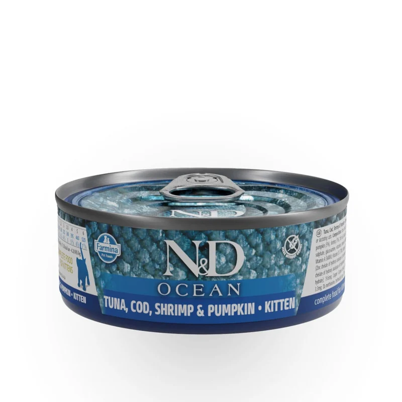 Farmina N&D Gato Kitten Comida Húmeda Ocean – Atún, Bacalao, Gamba y Calabaza