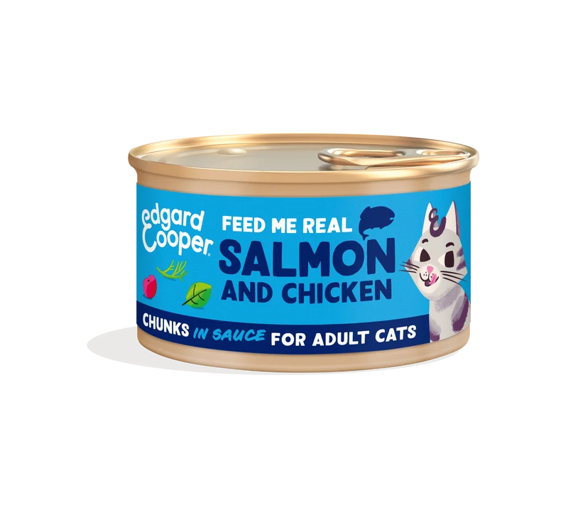 Edgard & Cooper Trocitos de Salmón del Pacífico y pollo de corral con arándanos, albahaca y eneldo - 85g