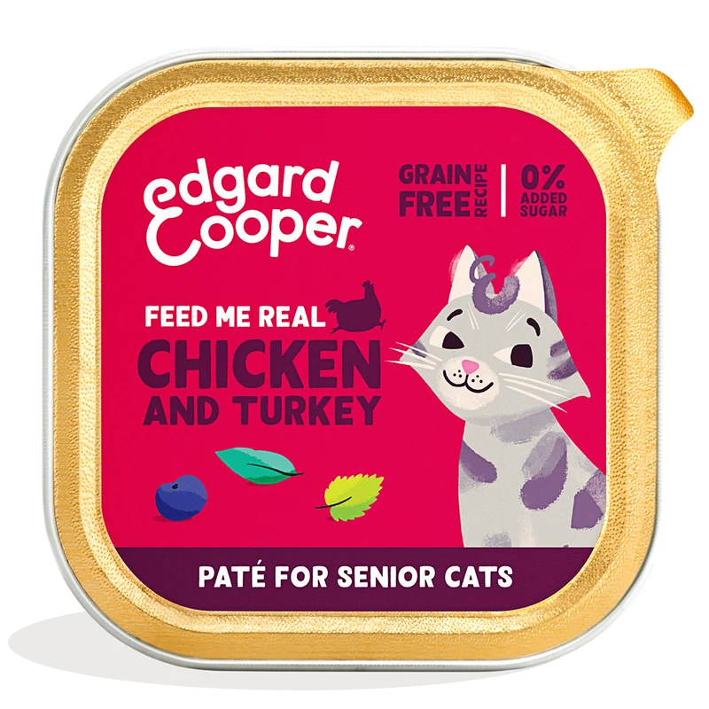 Paté de pollo y pavo para gato senior Edgard & Cooper 85 g