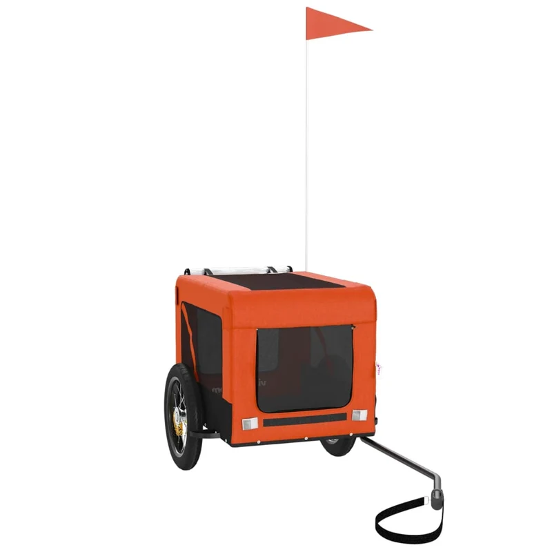 Remolque De Bicicleta Mascotas Hierro Tela Oxford Naranja Negro