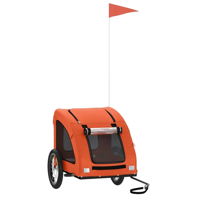 Remolque De Bicicleta Mascotas Hierro Tela Oxford Naranja