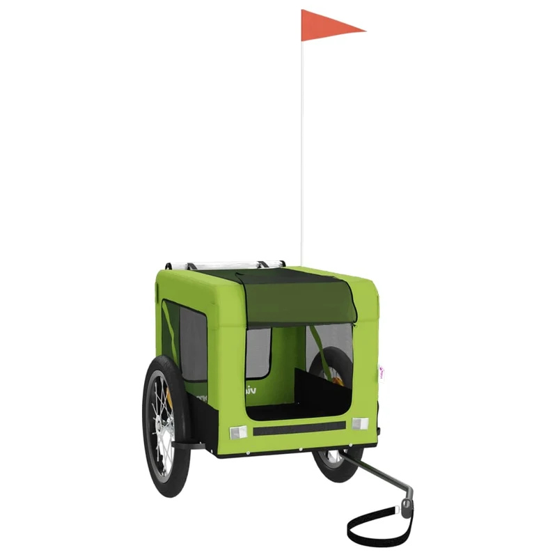 Remolque De Bicicleta Mascotas Hierro Tela Oxford Verde Negro
