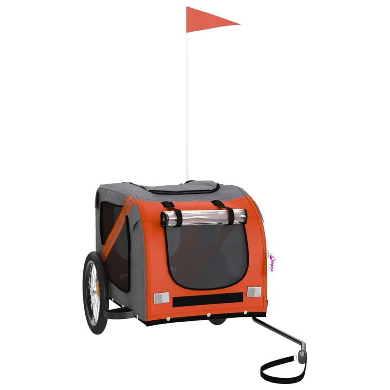 Remolque De Bicicleta Mascotas Hierro Tela Oxford Naranja Negro