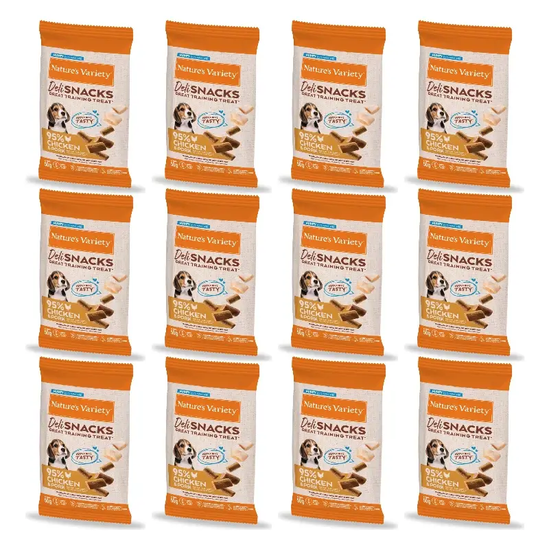 Nature'S Variety Snack Para Cachorro, Con Pollo, Natural, 12 x 50 gr