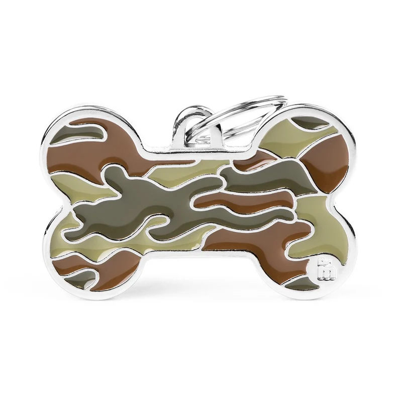 Placa ID Style Extra Grande Camuflaje en Forma de Hueso para Perros