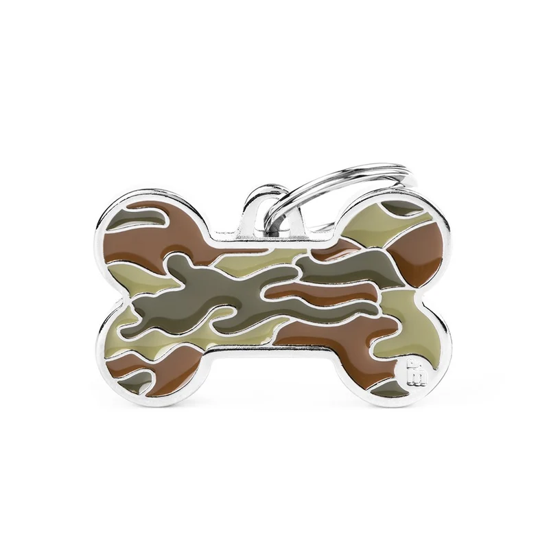 Placa ID Style Grande Camuflaje en Forma de Hueso para Perros