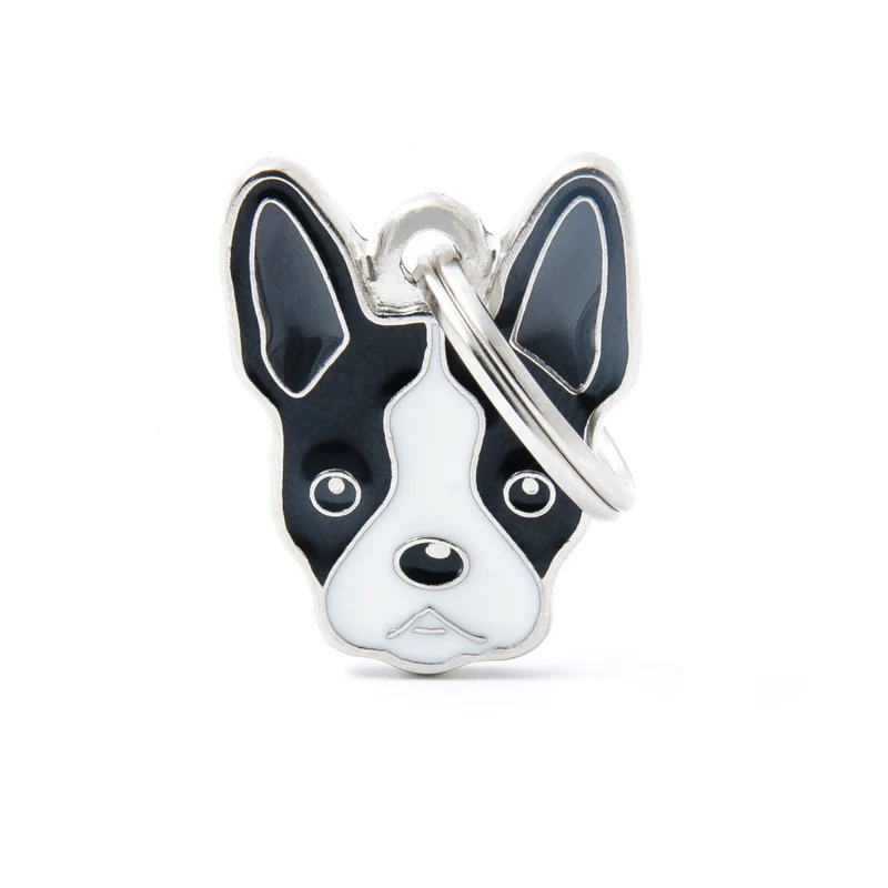 Placa ID en Forma de Boston Terrier para Perros