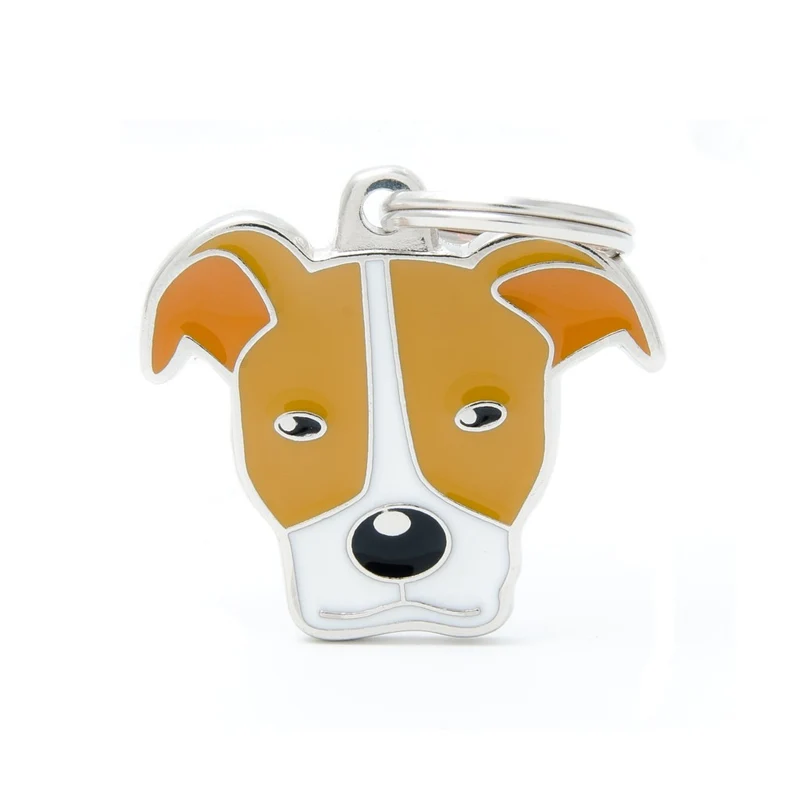 Placa ID en Forma de Pitbull Cafe para Perros