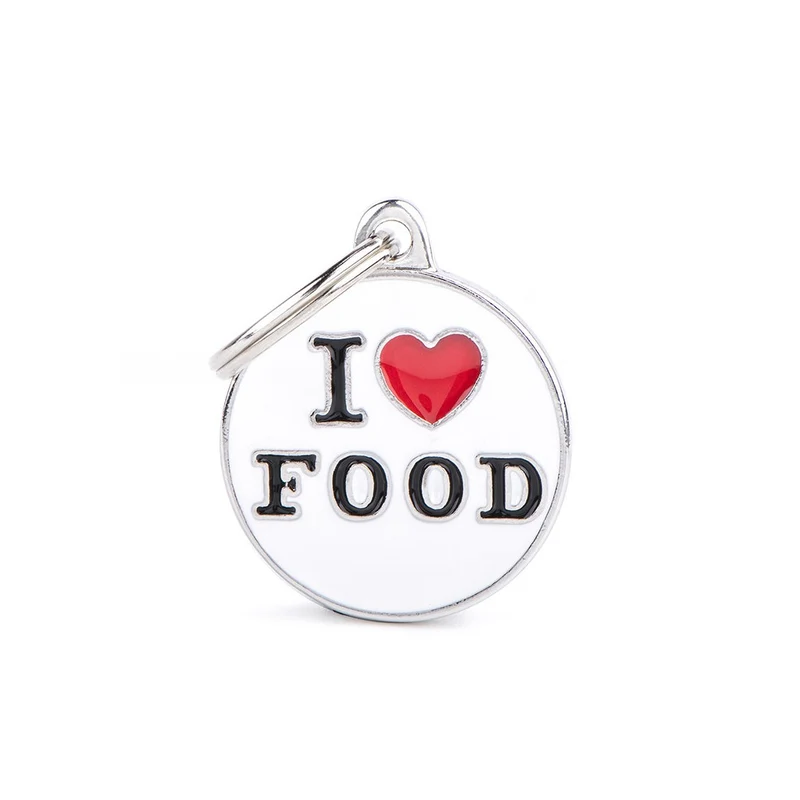 Placa ID Mediana I Love Food para Perros