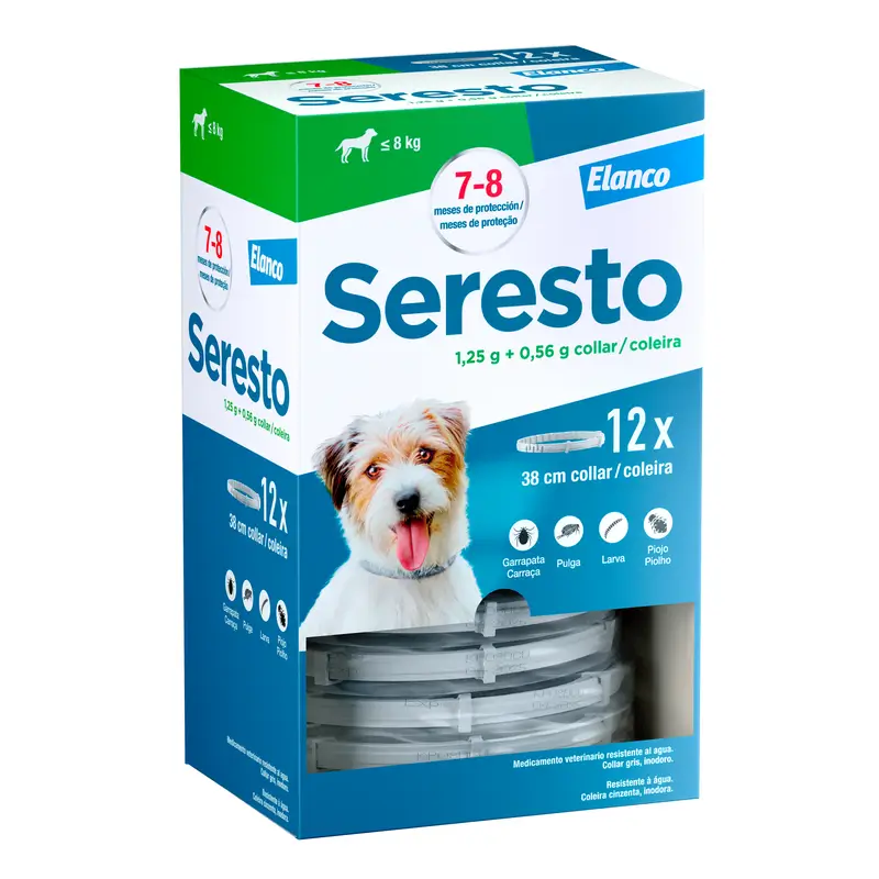 Seresto Coleira Antiparasitária para Cães Pequenos < 8Kg Embalagem Clínica, 12 coleiras