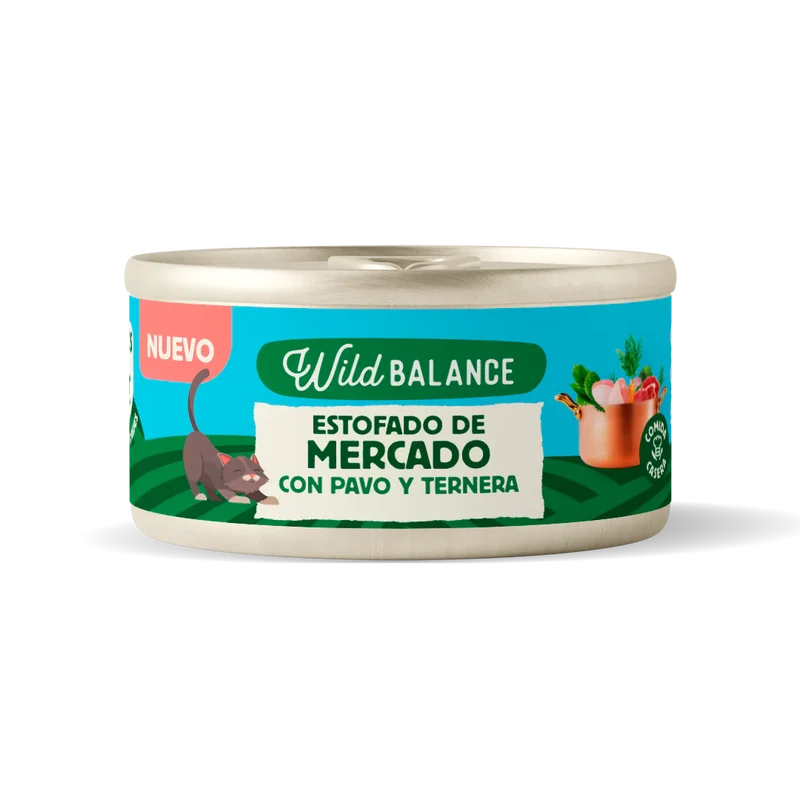 Lata Estofado de Mercado | Pavo y Ternera | Gatos Wild Balance