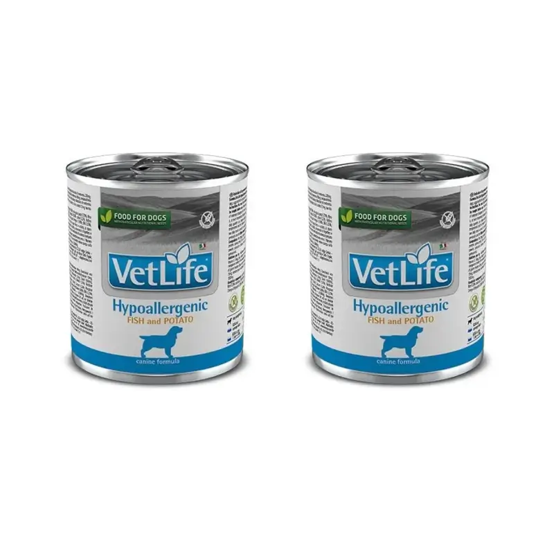 Farmina Vet Dog Hypoallergeni Trout Boxed 6X300Gr, Alimento húmido para cães, embalagem de 2