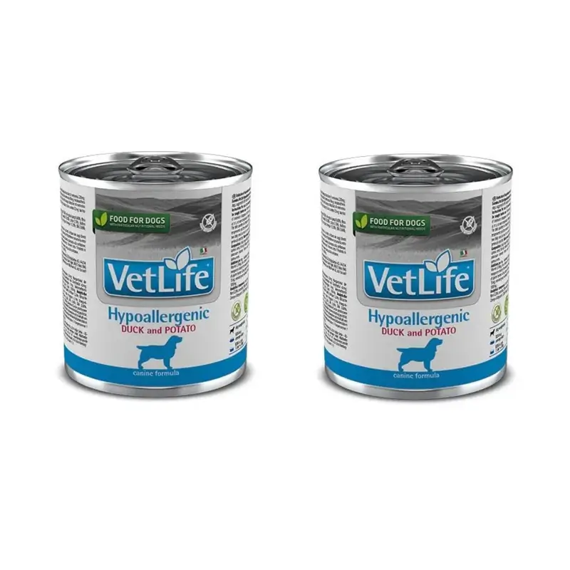Farmina Vet Dog Hypoallergenic Duck Boxed 6X300Gr, Alimento húmido para cães, embalagem de 2