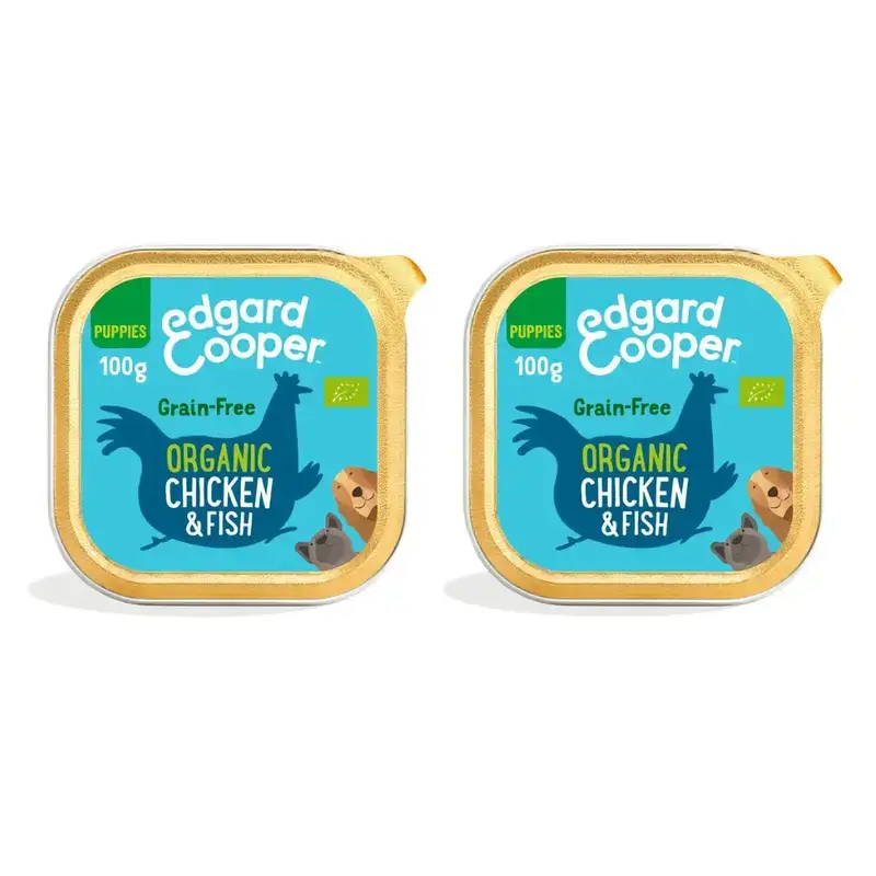 Edgard & Cooper Comida Húmeda Para Cachorros 17X100G Pollo Y Pescado Orgánicos, Pack De 2