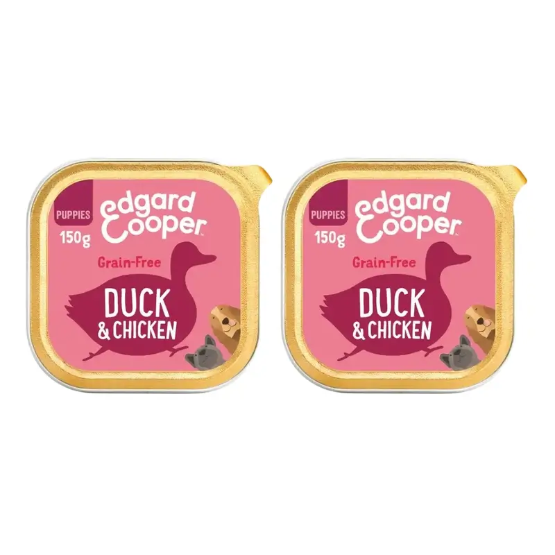 Edgard & Cooper Comida Húmeda Para Cachorros 11X150G Pato Y Pollo, Pack De 2