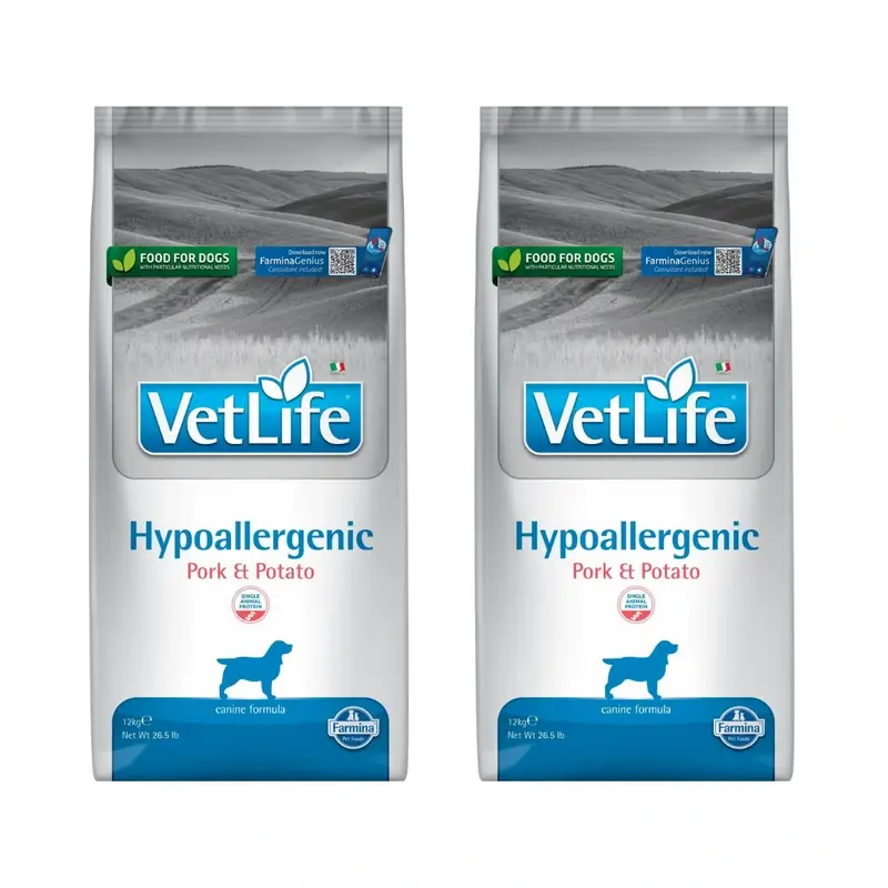 Farmina Vet Life Dog Hypoallergenic Pork Adult 12Kg, Ração para Cães, Embalagem de 2