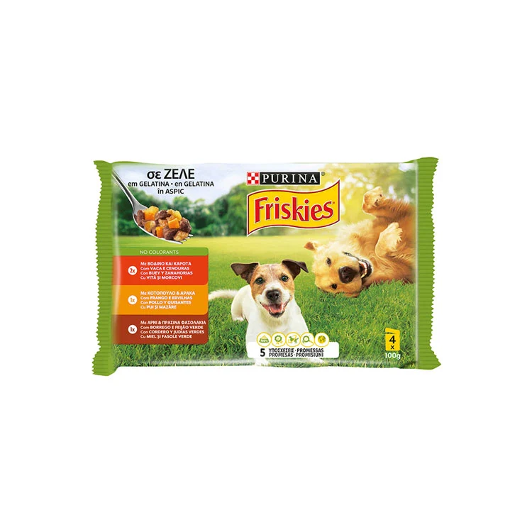 Purina Friskies Adulto Vaca, Frango ou Borrego em Gelatina 4 x 85 gr