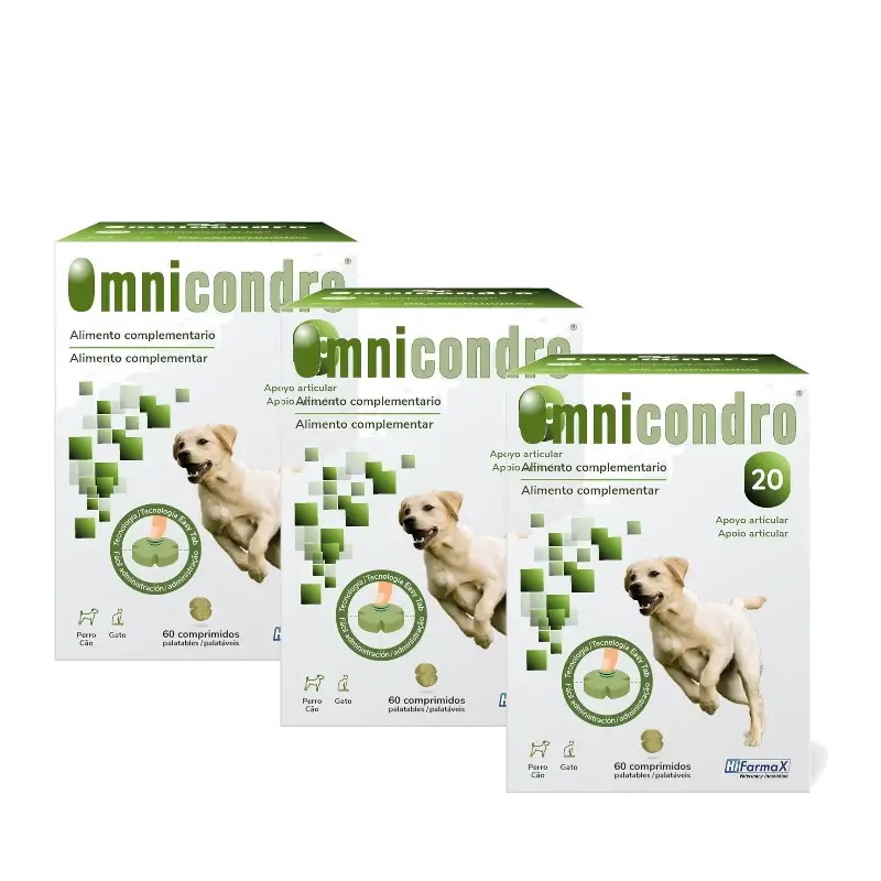 Omnicondro 20 Condroprotector Perros, Pack 3 x 60 Comprimidos