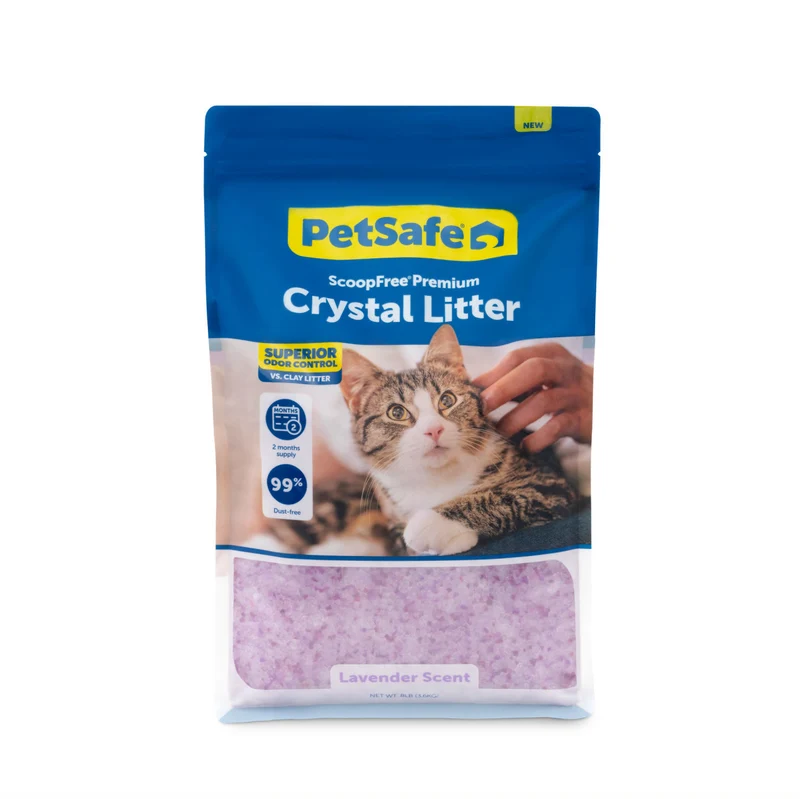 Bolsa de Arena para Gatos de Cristal Premium ScoopFree® con Aroma a Lavanda - Dura Hasta 2 Meses - 3.6 kg (8 lb) | PetSafe®