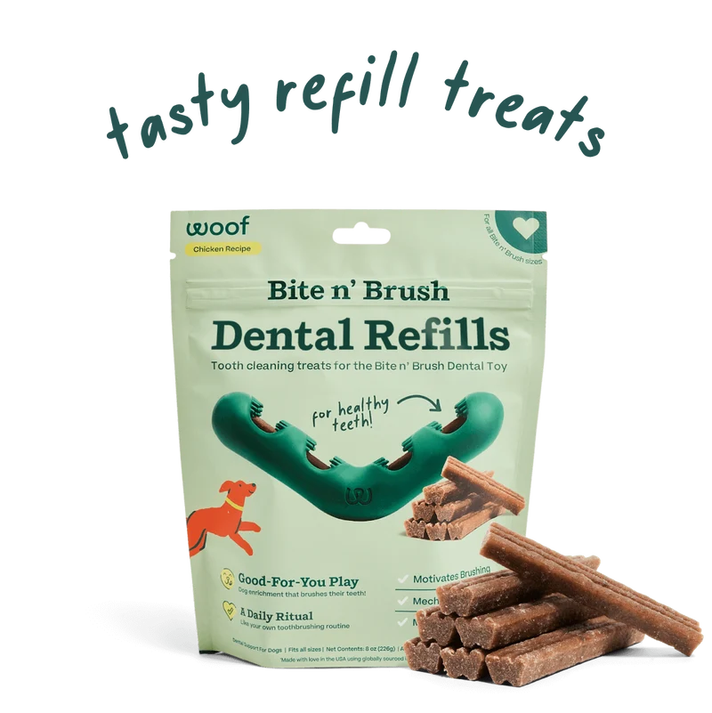Bite n’ Brush Refills para Perros | Limpieza Dental Natural con Cada Mordida de Woof
