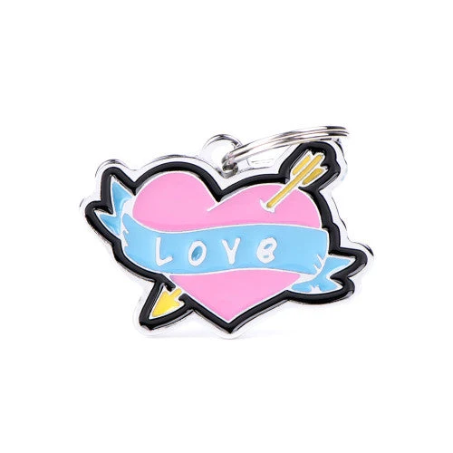 Placa ID en Forma de Corazón Flechado para Perros