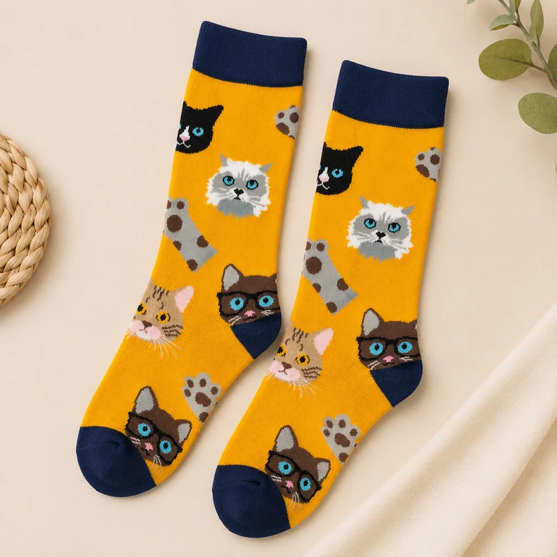 Calcetines Estampado Gatos Divertidos