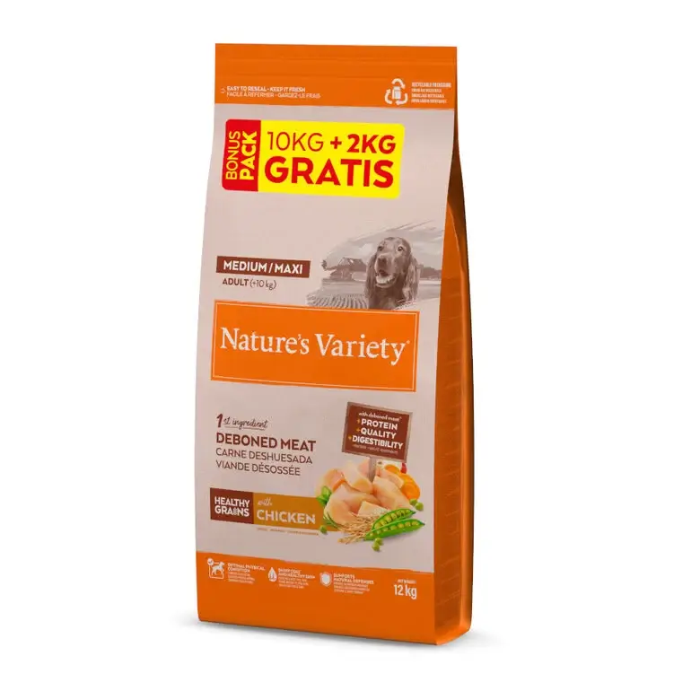 Nature'S Variety Healthy Grain Adult Medium Maxi Pollo Pienso Para Perros 10+2Kg