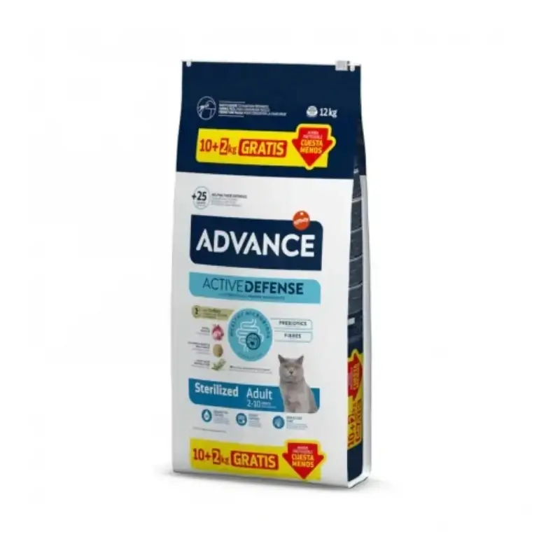 Advance Adult Sterilized pienso para gatos esterilizados Con Pavo, 10+2 kg