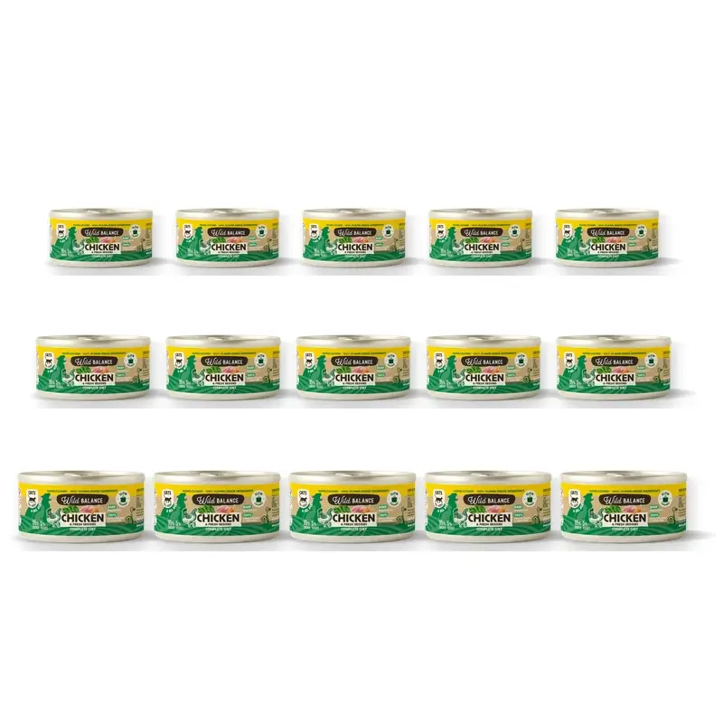 Wild Balance Lata Pollo Con Verduras Para Gatos, 120 gr, Pack de 15