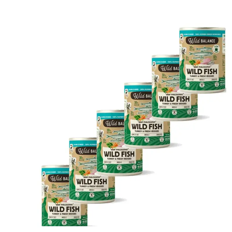 Wild Balance Lata Filosofía Barf De Pescado Para Perros, 400 gr, Pack de 6