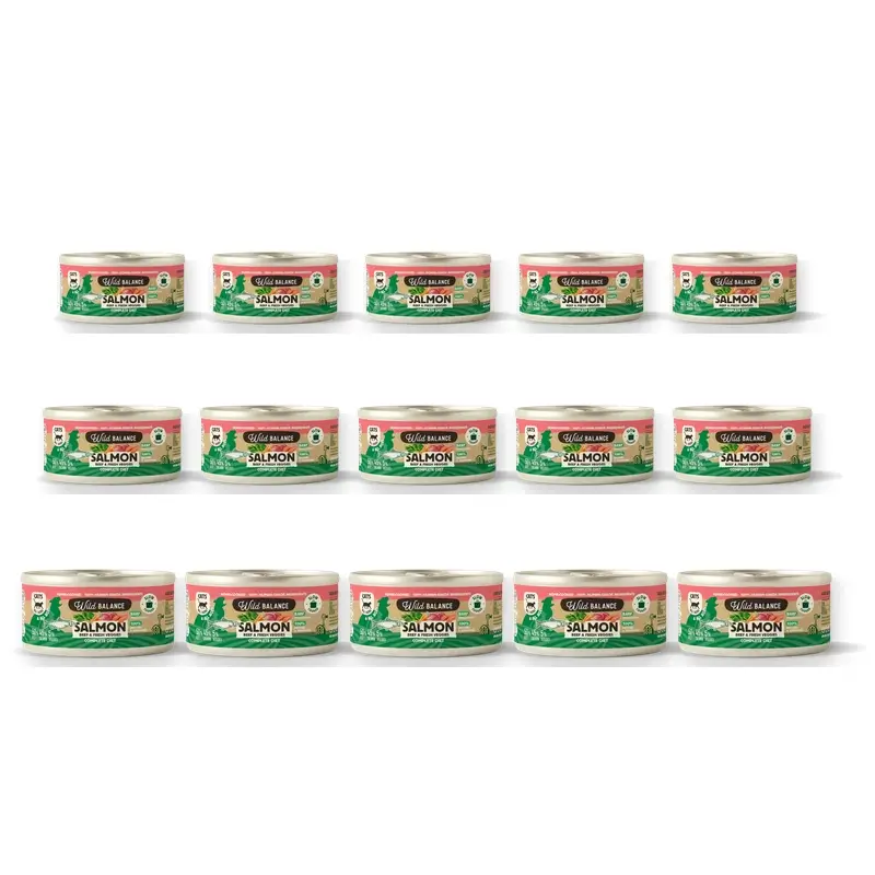 Wild Balance Lata Salmón Y Ternera Con Verduras Para Gatos, 120 gr, Pack de 15