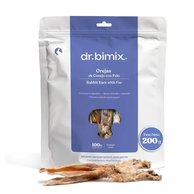 Snack Orejas de Conejo con Pelo para Perros Snack Natural 200 g dr.bimix