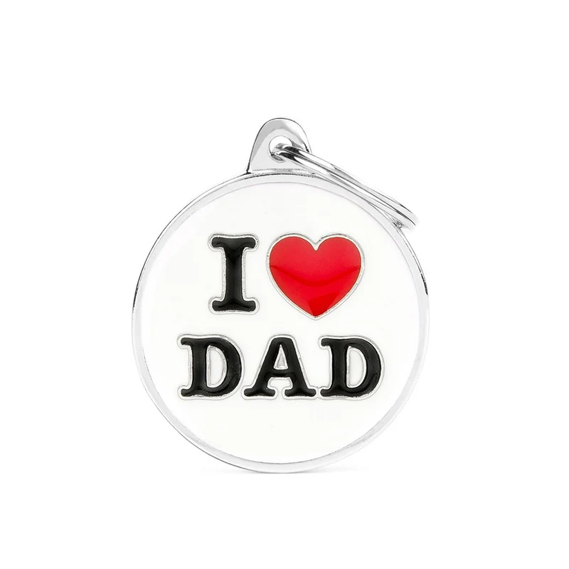 Placa ID Grande I Love Dad para Perros