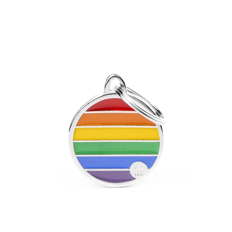 Placa ID Arco Iris Mediana en Forma Redonda para Perros