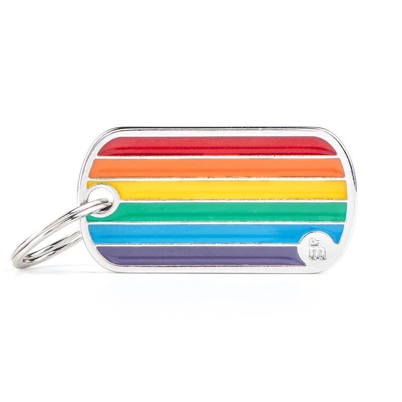 Placa ID Arco Iris en Forma de Bandera para Perros
