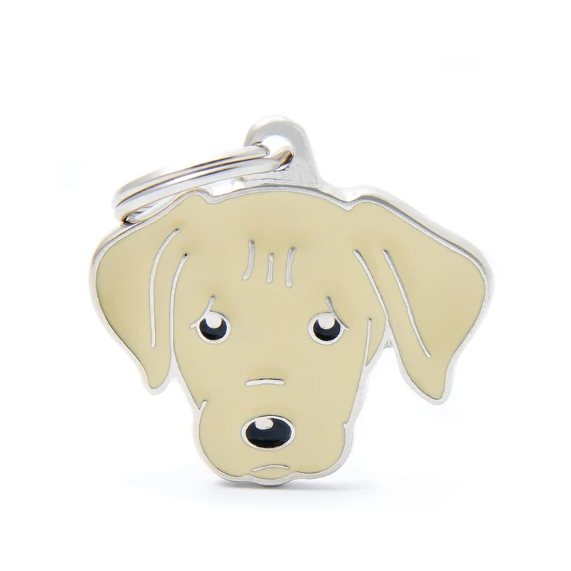 Placa ID en Forma de Labrador Crema para Perros