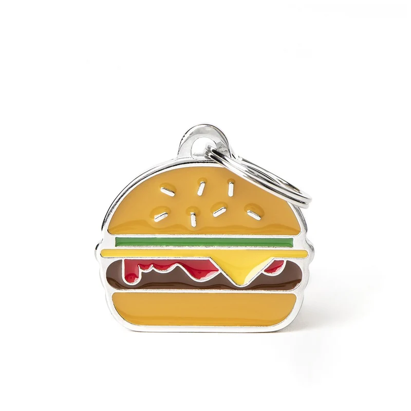 Placa ID en Forma de Hamburguesa para Perros