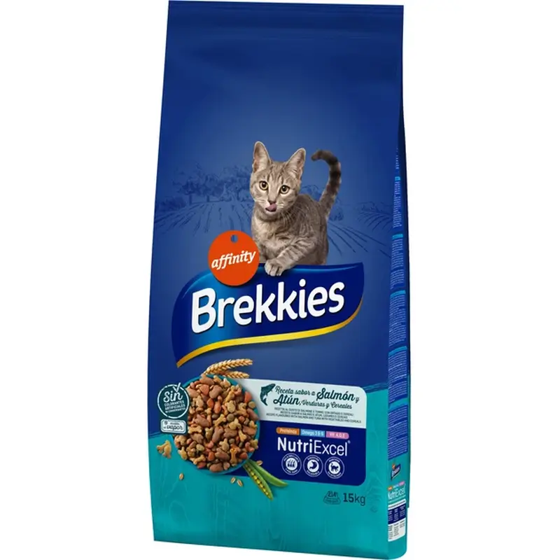 Brekkies Ração para Gatos com Salmão, 15 kg