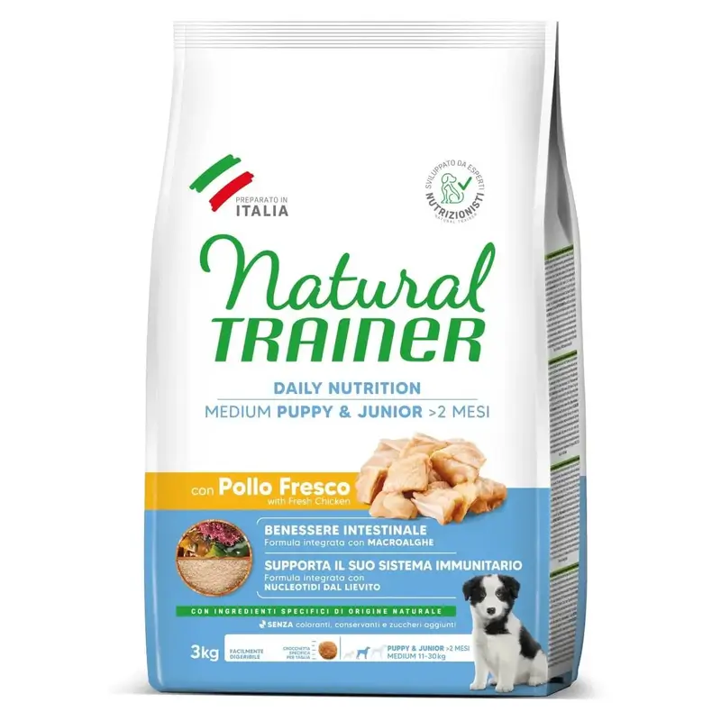 Natural Trainer Ração Nt Dog Med/Max Puppy&Jun Frango, 3 kg