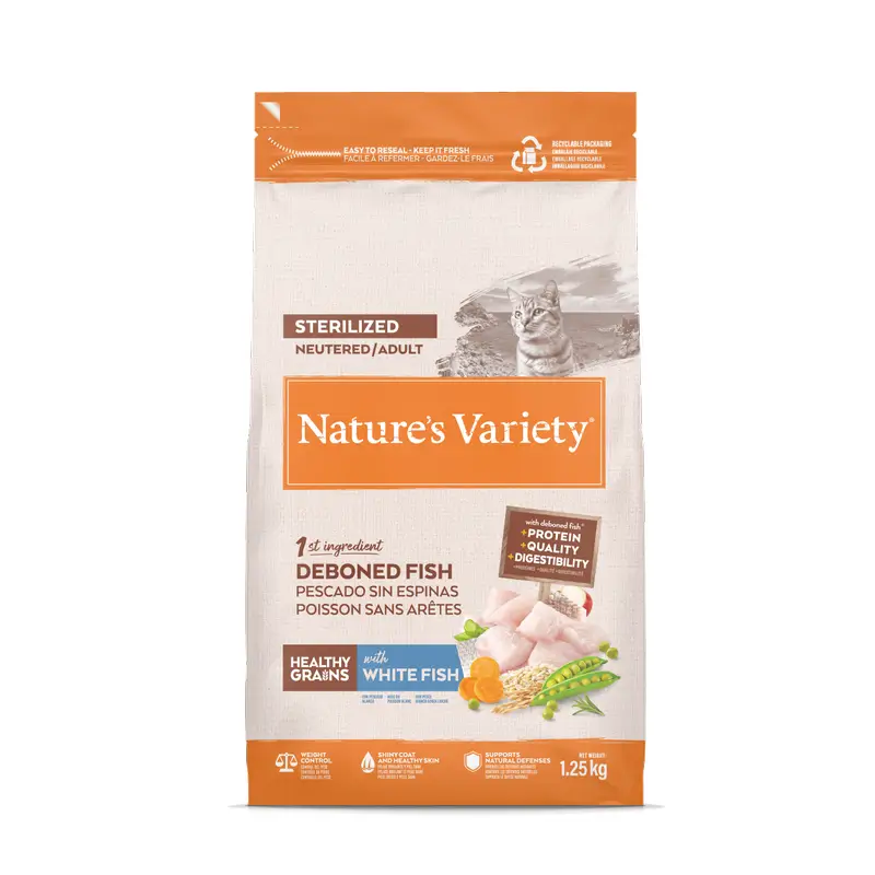 Nature'S Variety Ração para Gatos, com Peixe Branco, Natural, 1,25 kg
