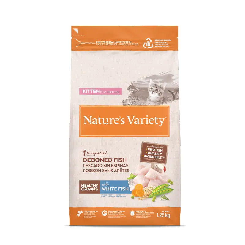 Nature'S Variety Healthy Grain Kitten - Ração para gatinhos com peixe branco, 1,25 kg