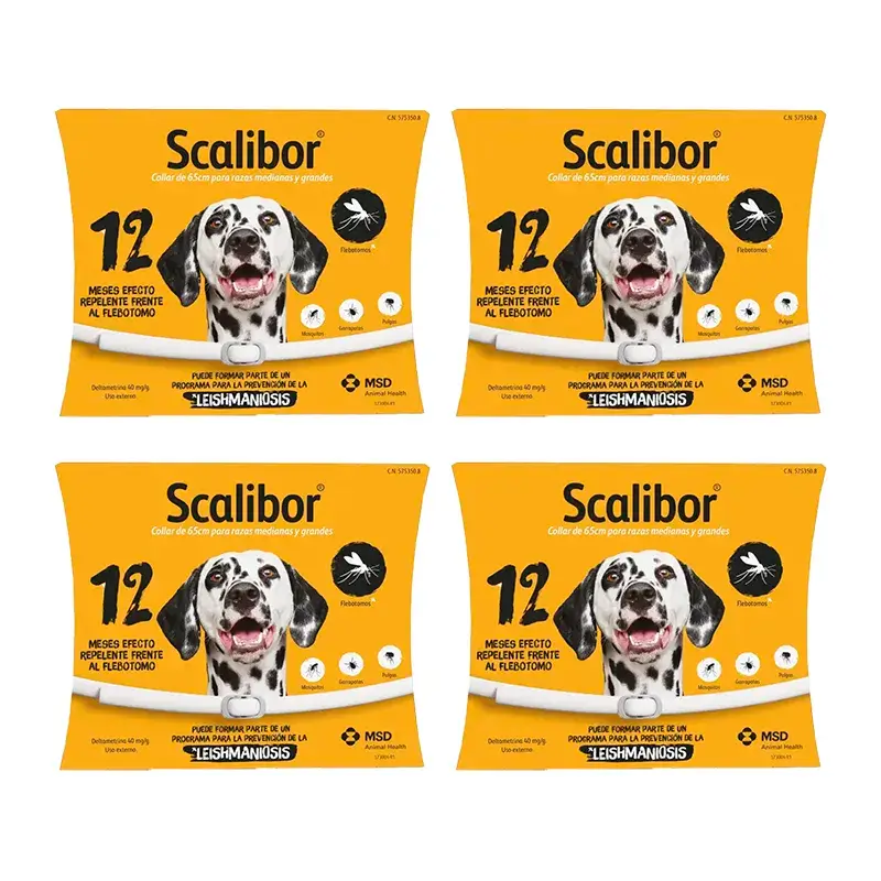 Scalibor Collar Antiparasitario Perros 65 cm, Pack 4 unidades
